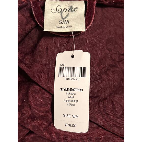 NWT Soma Merlot Velvet Burnout Kimono - Picture 4 of 8